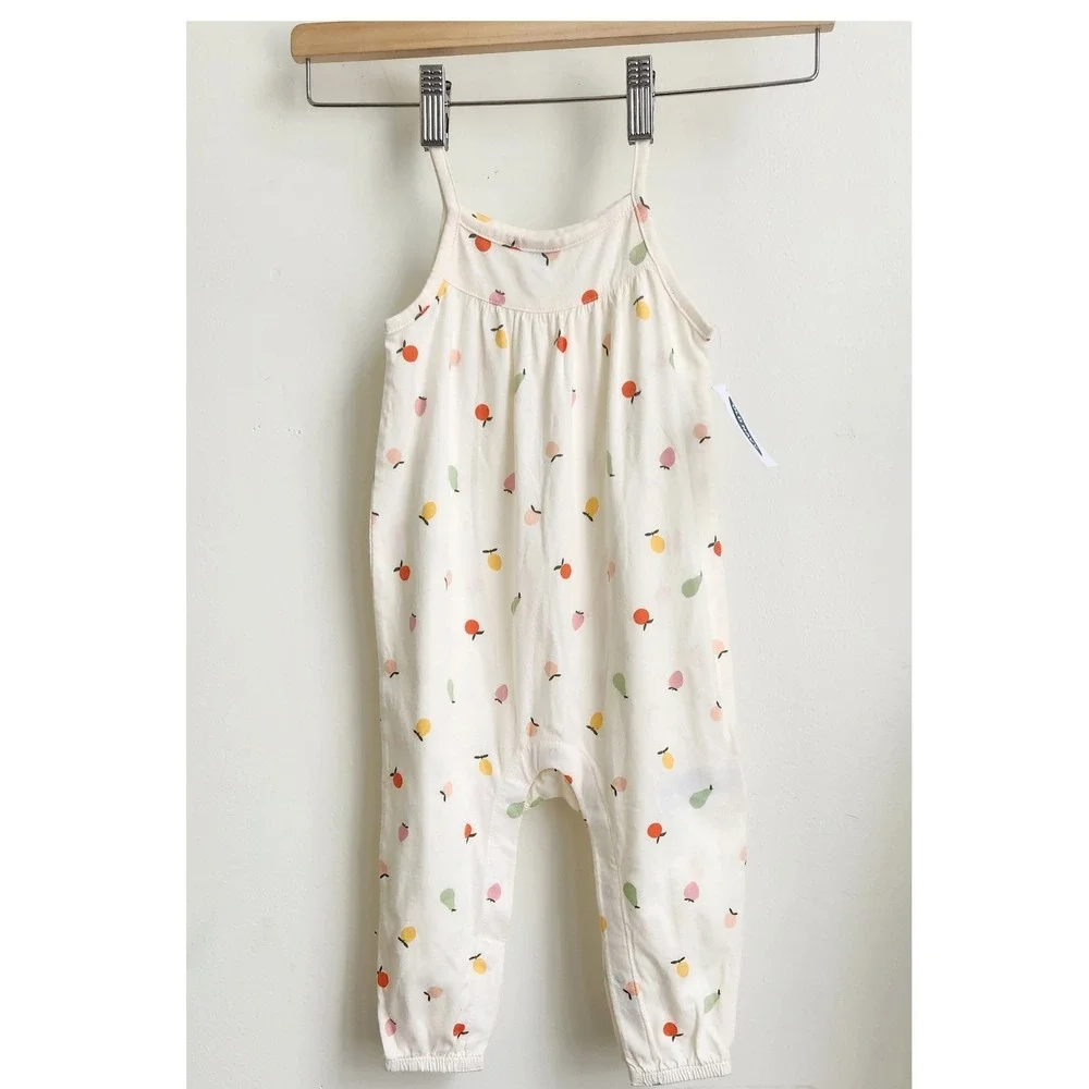 Old Navy Fruit Print Romper Toddler Girls 18-24M Cream NWT Sleeveless Cotton